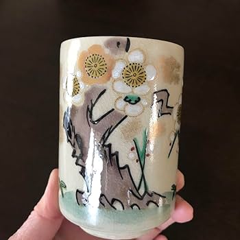 九谷　錦光作　夫婦湯呑み　蓋付 九谷 錦光作 夫婦湯呑み 蓋付 - メルカリ